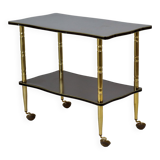 Vintage french bar trolley wood veneer gold brass tv cabinet 1950s design
