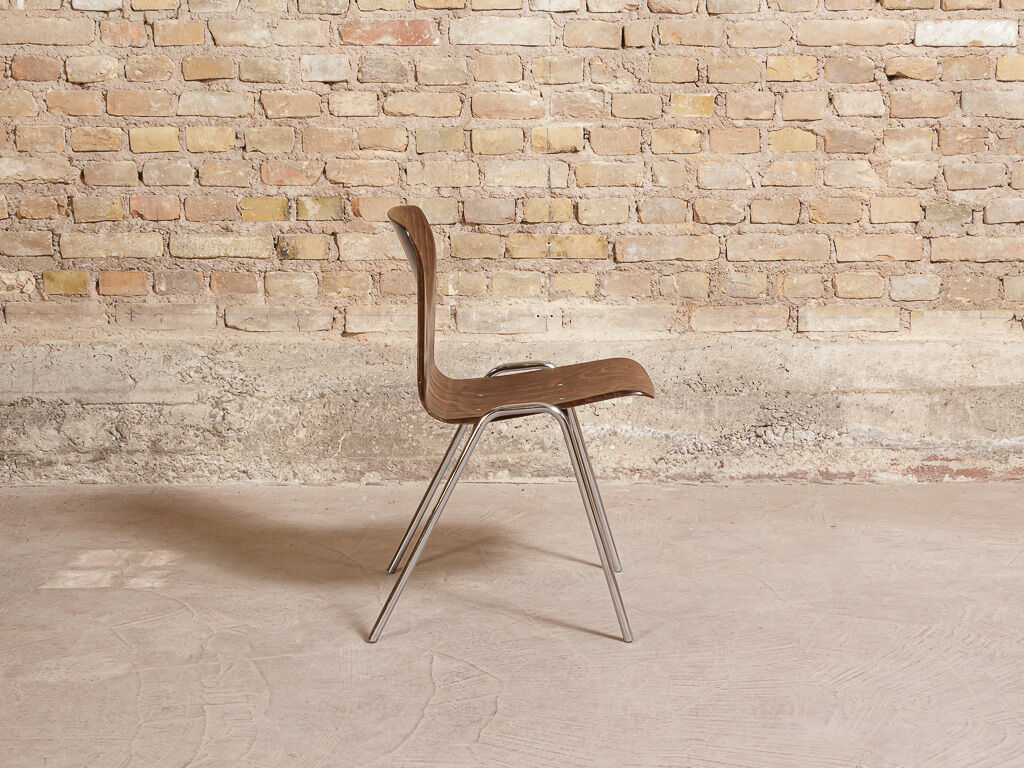 Lot of 6 chairs Thur op Seat in pagwood, 60s