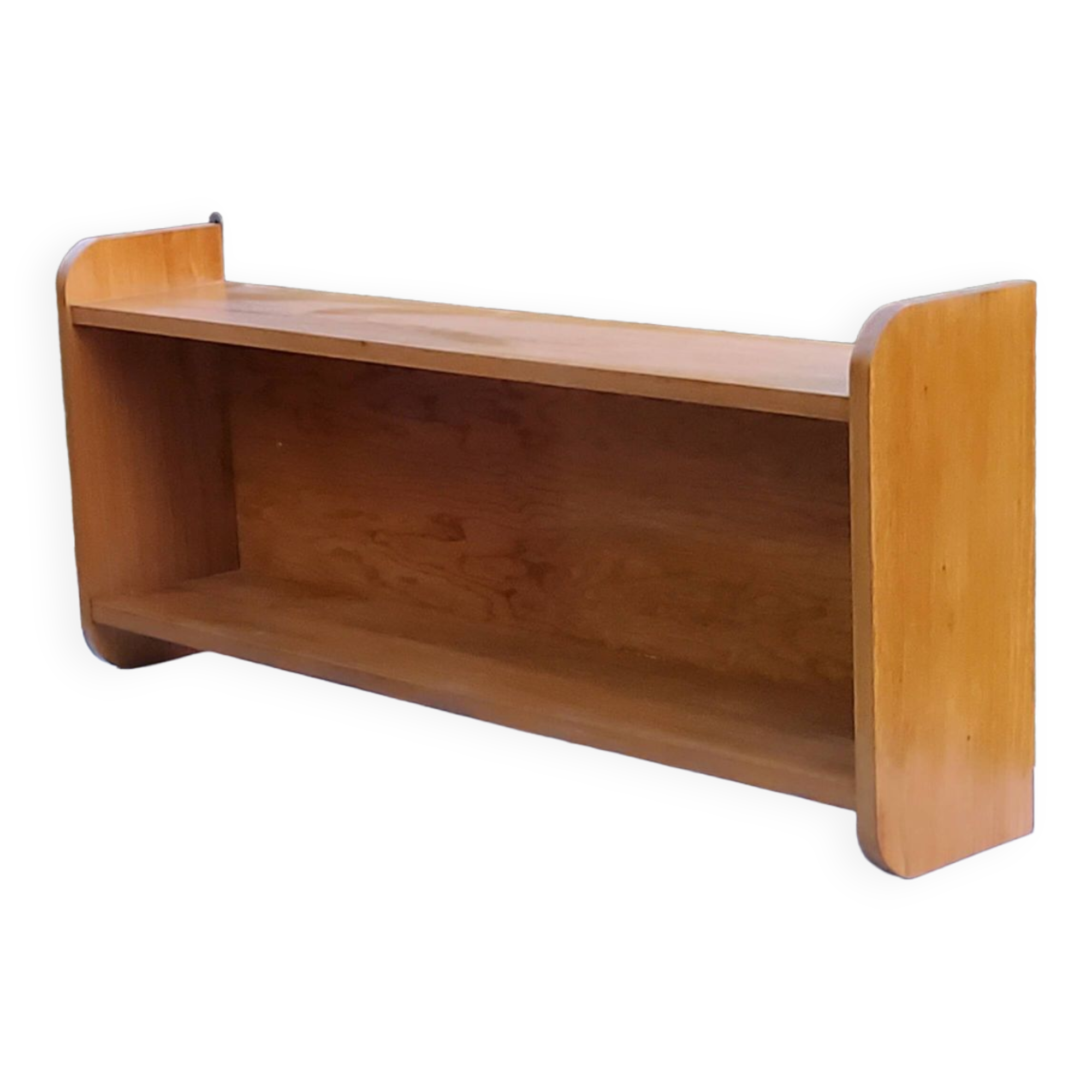 Double wall shelf in solid blond oak from the 1950s
