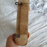 Antique wooden coat rack with two round hooks