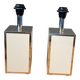 Pair of lamp bases in gilt metal and cream lacquer, Hollywood Regency style, 1970