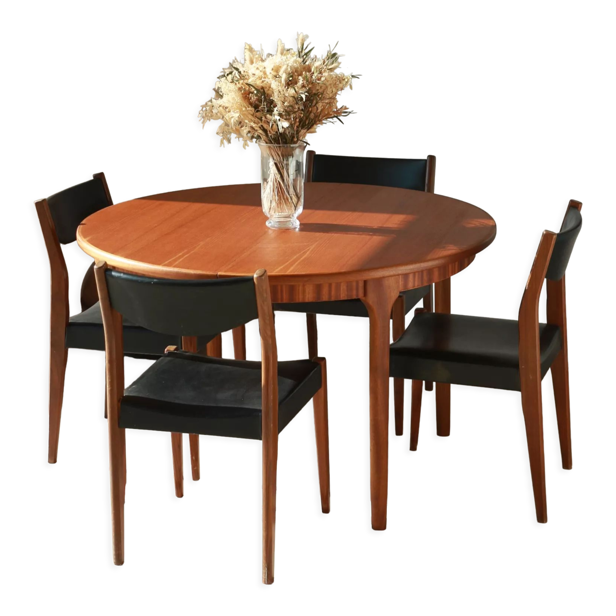 Round dining table with extension - McIntosh - 60s