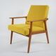 Vintage armchair "snieżnik", fully restored, yellow, 1960s