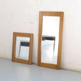 Pair of solid elm mirrors produced by the Regain group in 1980