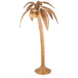 Rattan "coconut/palm" floor lamp