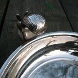 Silver metal dish with squirrels