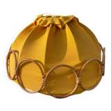 Wooden rattan and fabric suspension