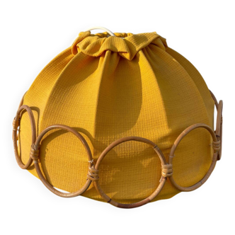 Wooden rattan and fabric suspension