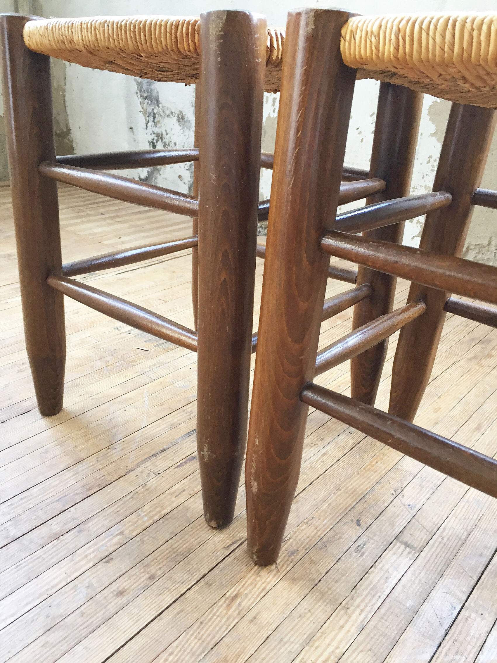 Pair of straw stools