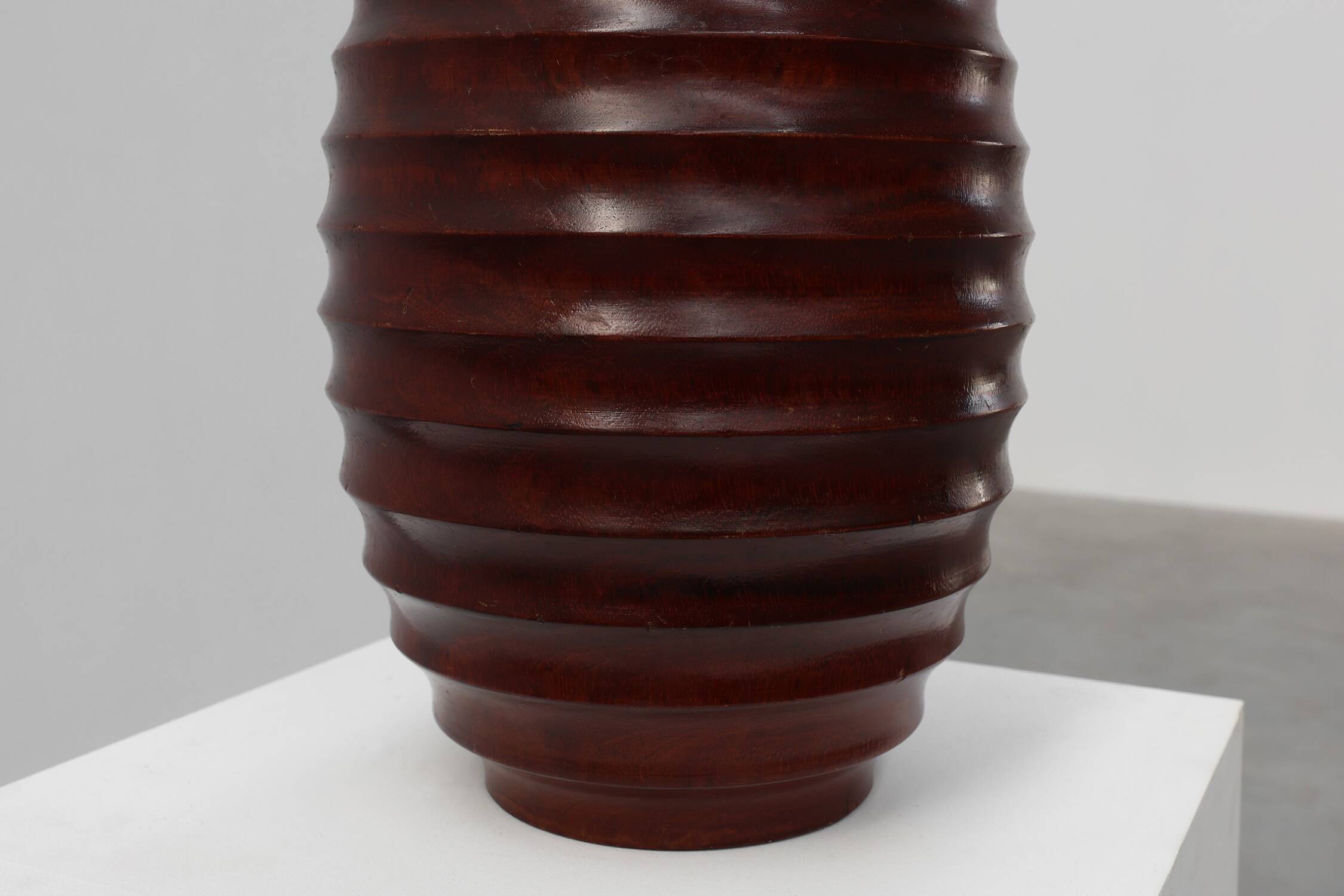 Large French turned wood vase in Art Deco style, ca. 1925