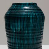 Vase en faïence à coulures, accolay, 1950s