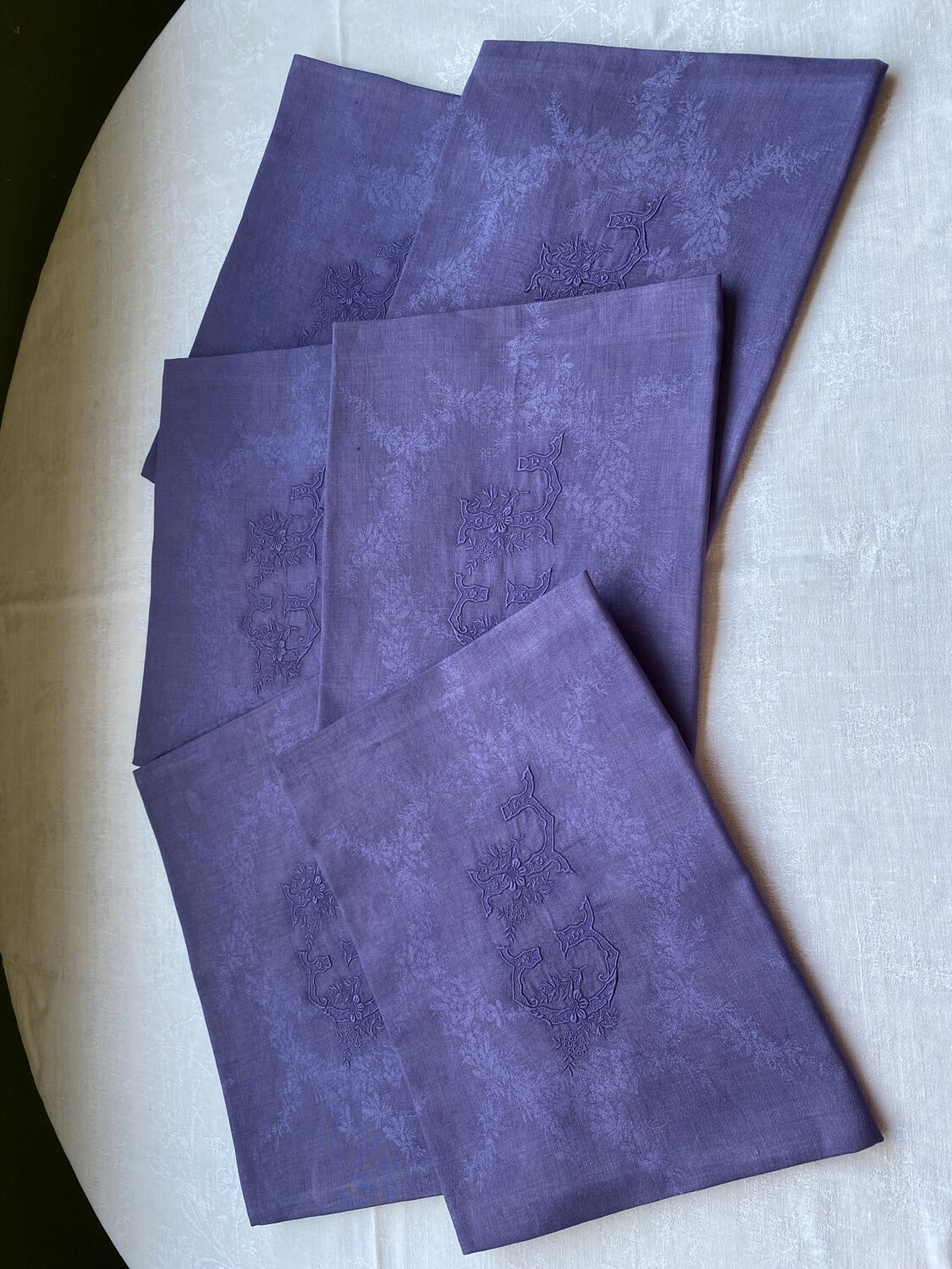 Set of 6 antique monogrammed towels