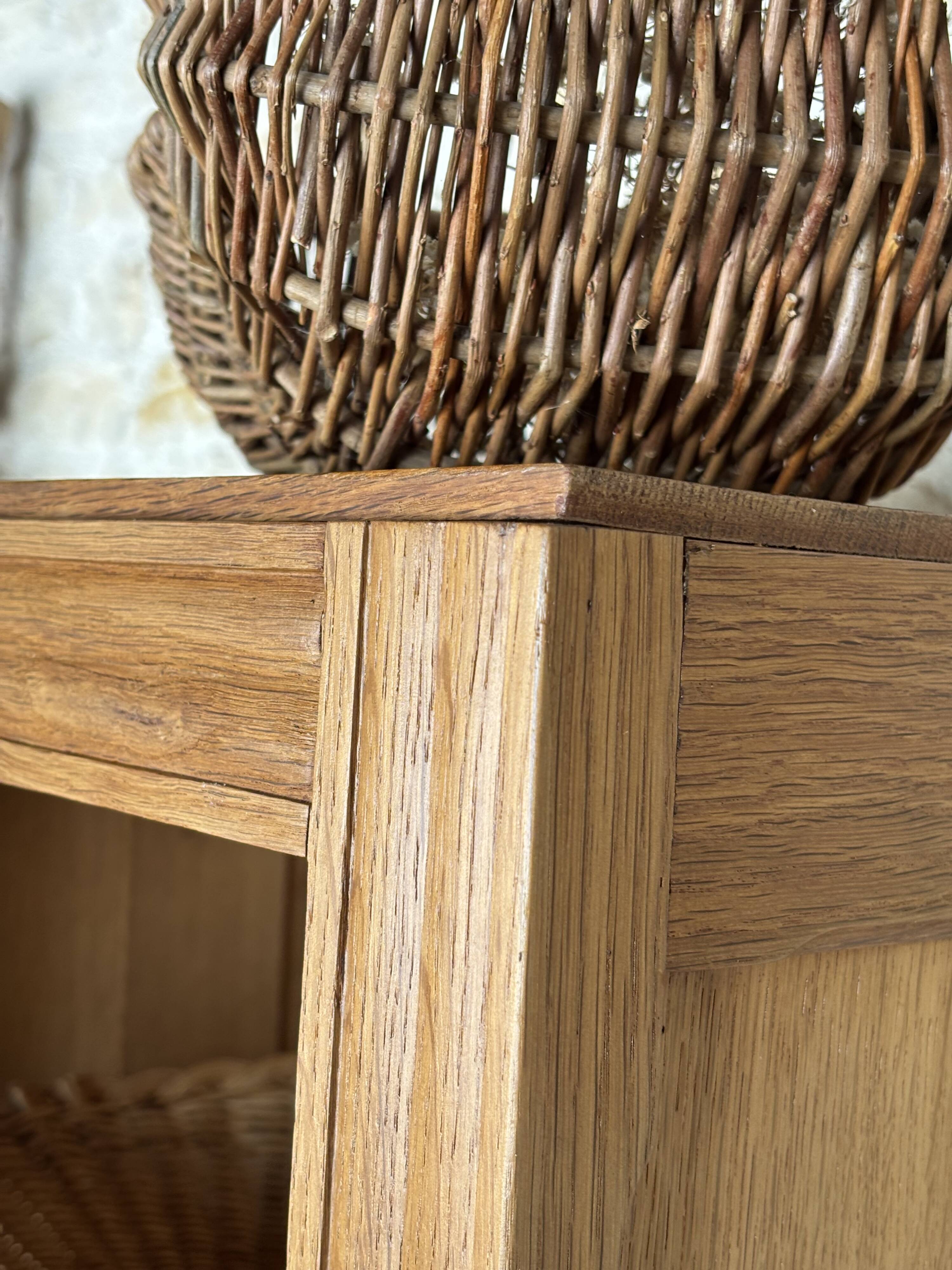 Restored solid oak bonnetière wardrobe