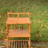 Vintage 3-tier bamboo and rattan shelf