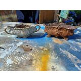 2 cast iron planters from 1900 from Charleville-Mézières, rockery style