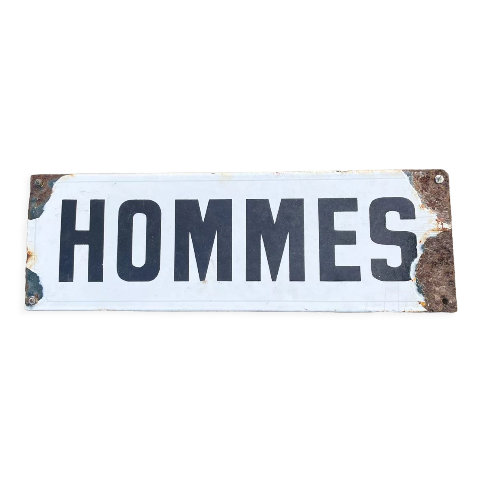 Old double-sided enamelled plate men's toilet stem