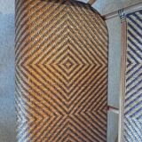 Vintage -Braided rattan sofa - chevron pattern