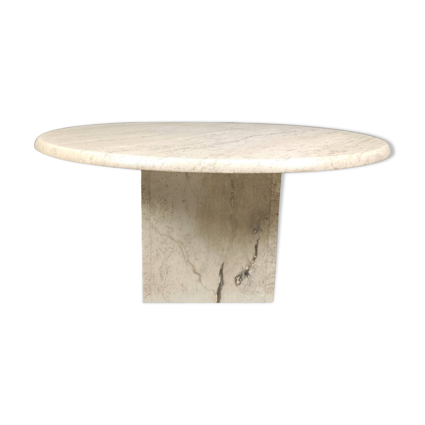 Round travertine coffee table, 1970s