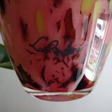 La rochere glassware vase in pink and multi-colored multi-layered glass signed