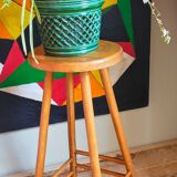 Vintage solid blond wood bar stool