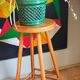 Tabouret de bar en bois blond massif vintage
