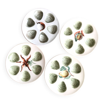 Set of 4 oyster plates Vallauris