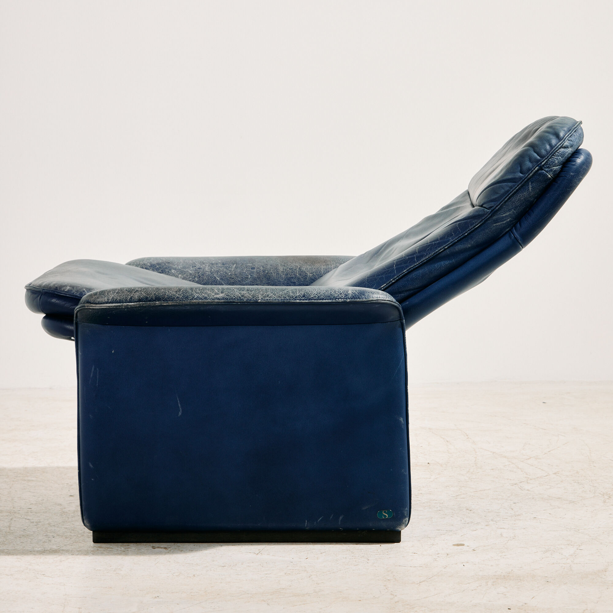 Fauteuil en cuir Ds 50 et ottoman par De Sede, ensemble de 2