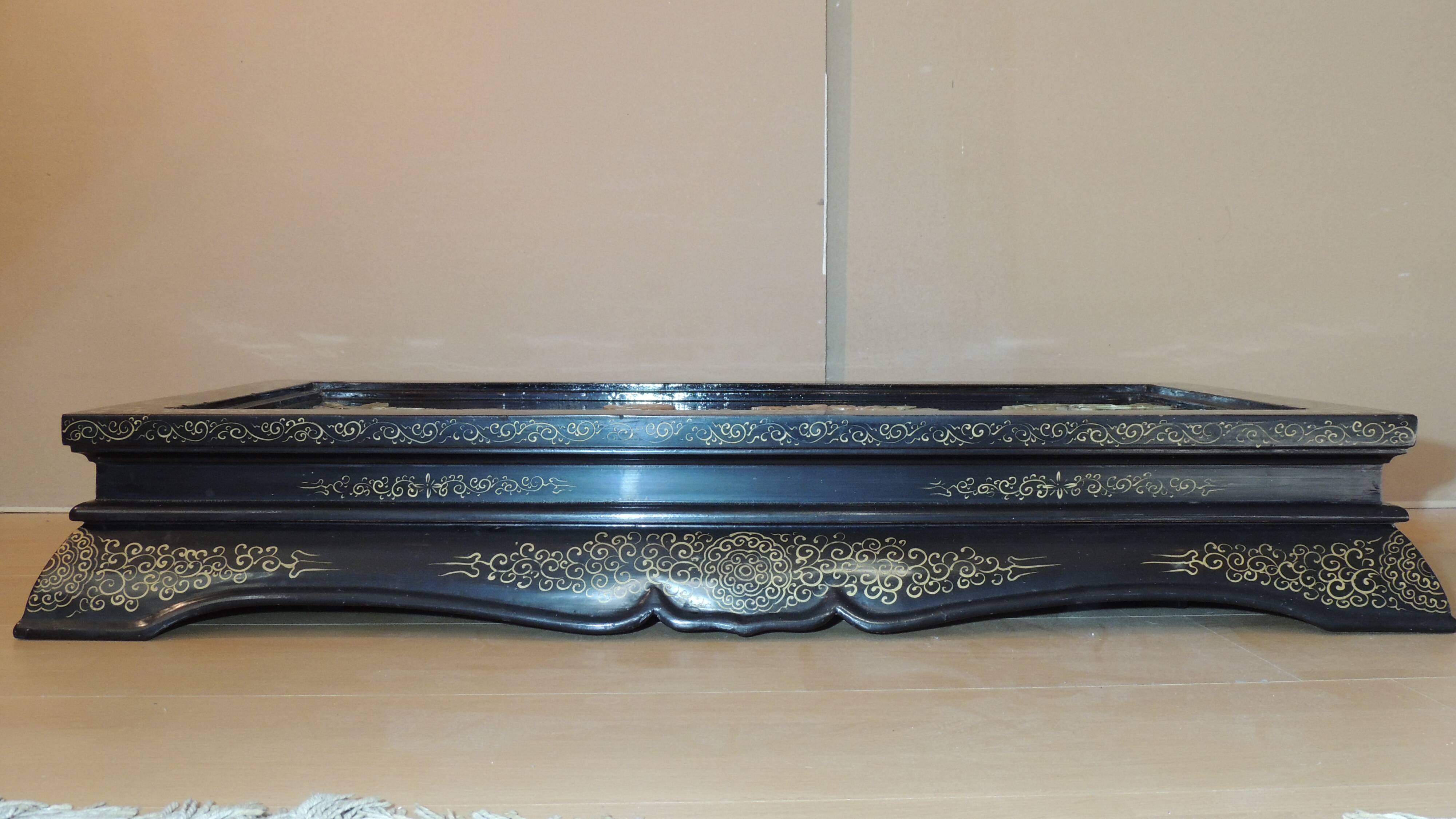Table basse japonaise décor floral et oiseaux/vintage