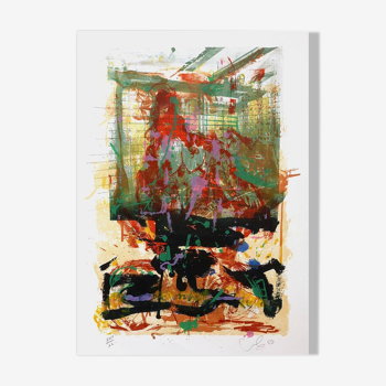 “Colorful abstraction” lithograph by Philippe Charpentier