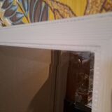 Rectangular mirror in light grey painted wood and beveled glass