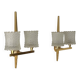 Pair of double wall lights in brass and moulded glass, Maison Arlus, France, 1950.