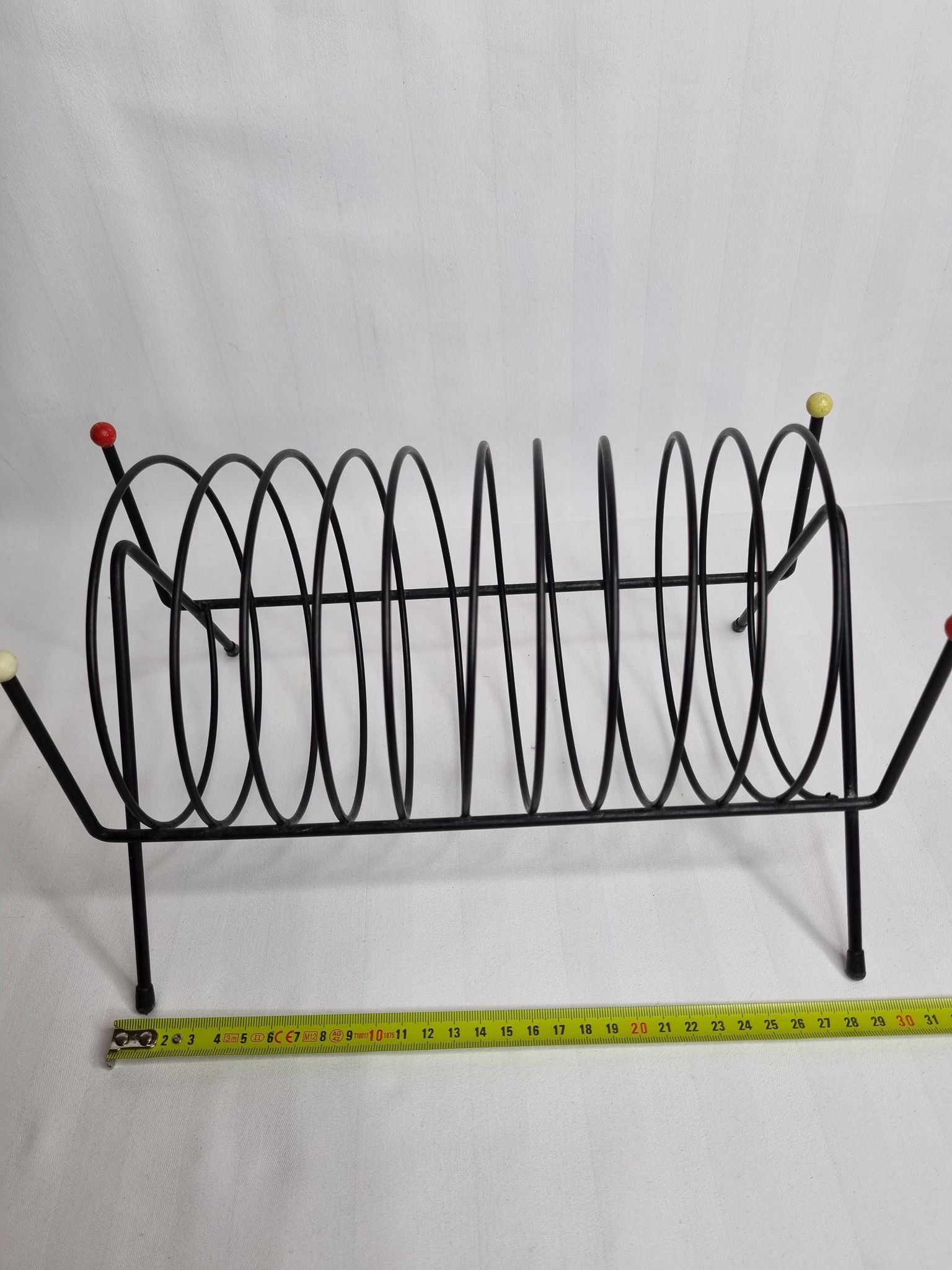 Magazine holder, vinyl holder "spring" in vintage metal, 30 cm