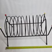 Magazine holder, vinyl holder "spring" in vintage metal, 30 cm