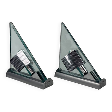 Vintage Icaro wall lights by Carlo Forcolini for Artemide in glass and metal 1986