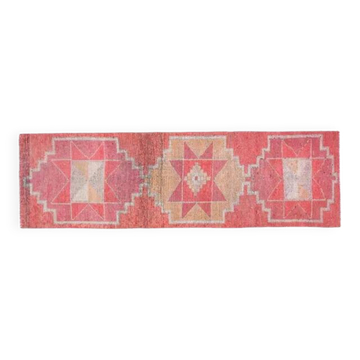Couverture turque vintage géométrique colorée, rose orange 91x298
