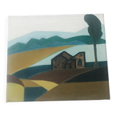 Old naive painting on canvas