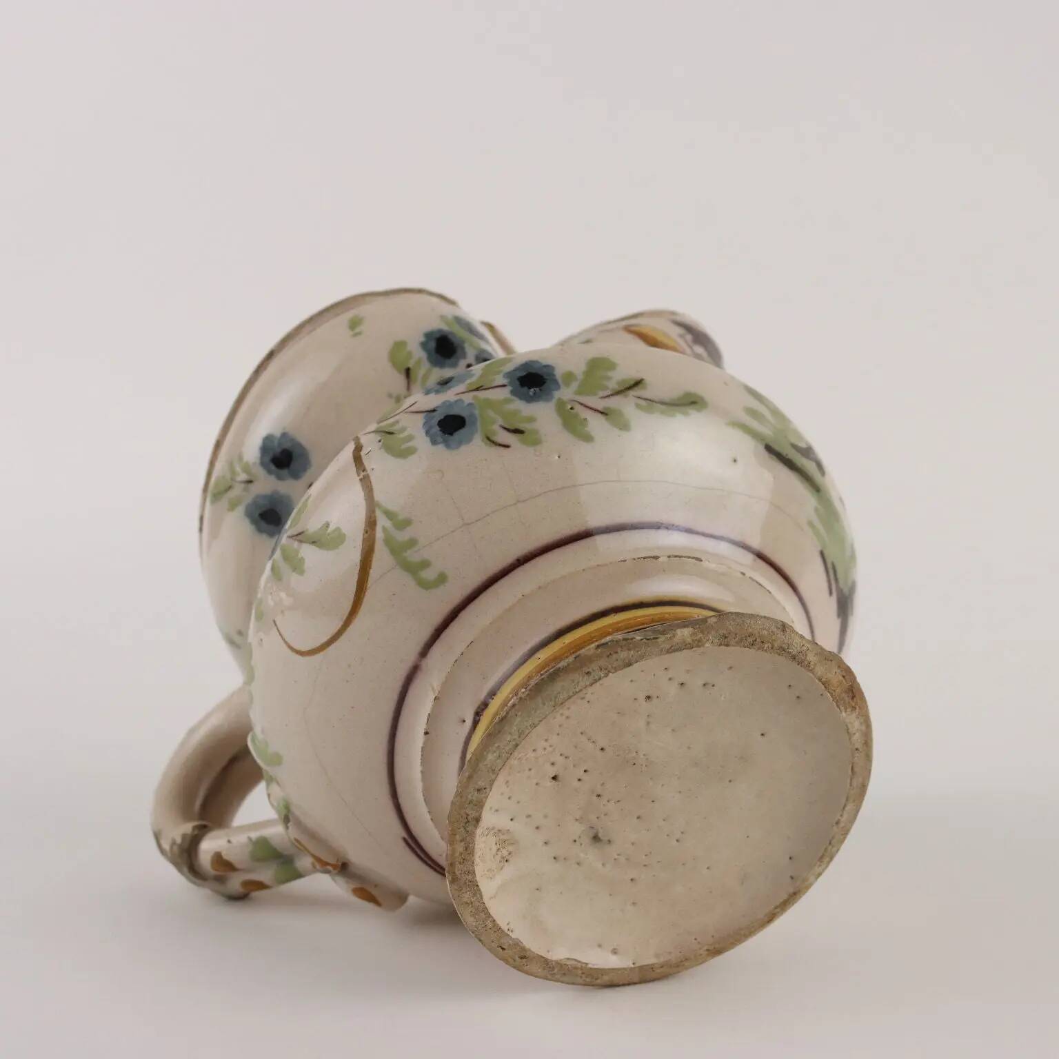 Antique brooch "Ligurian Man" in majolica, Italy, late 18th century.
