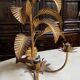 Pair of vintage golden palm leaf sconces
