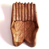 Empty pocket, hands joined in carved wood, 70s