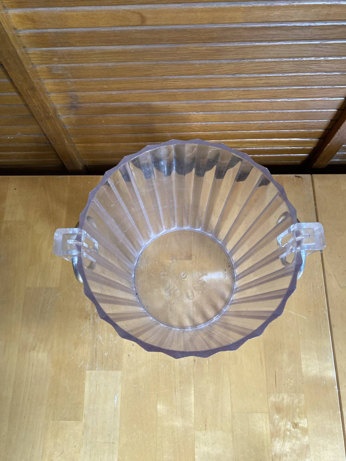 Vintage White Lucite Champagne Bucket FOUSSY Plexi + Metal Handles