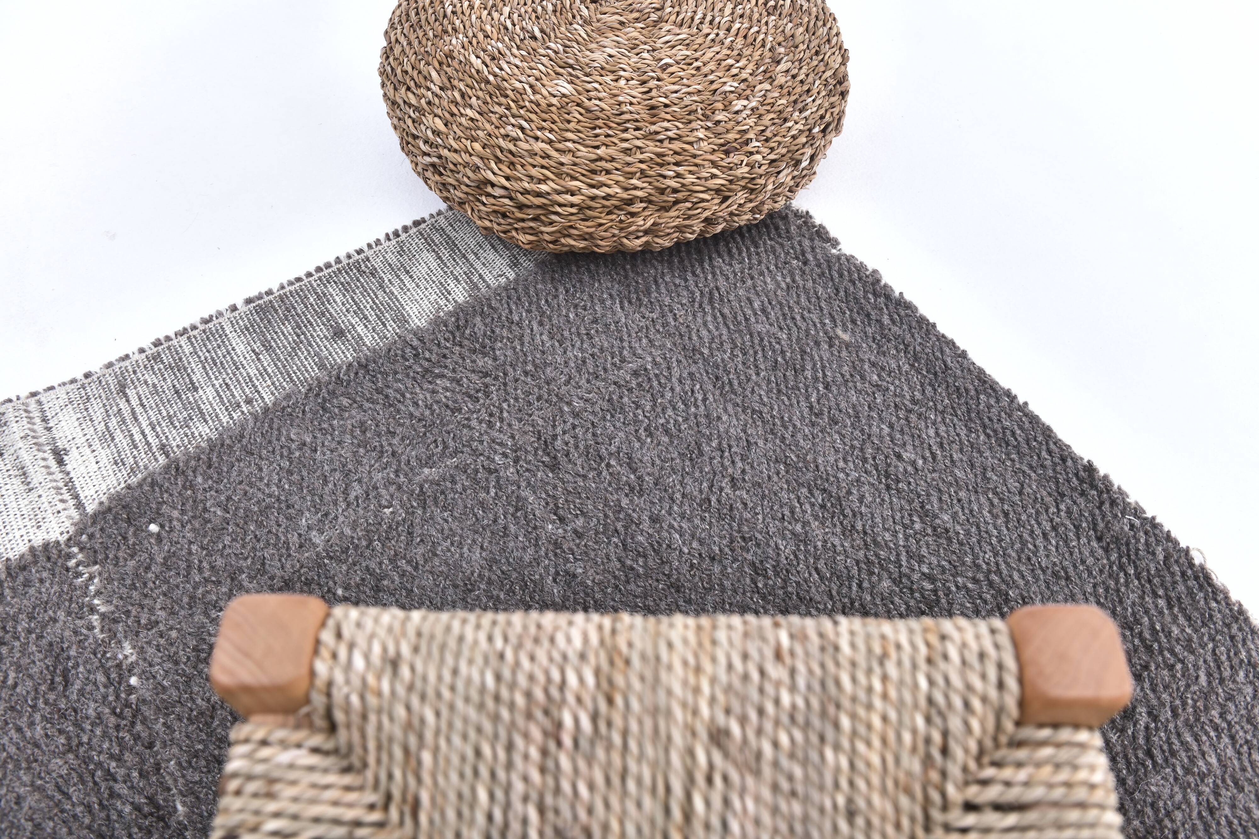 4x7 Soft Pastel Brown Wool Moroccan Rug, 128x211Cm