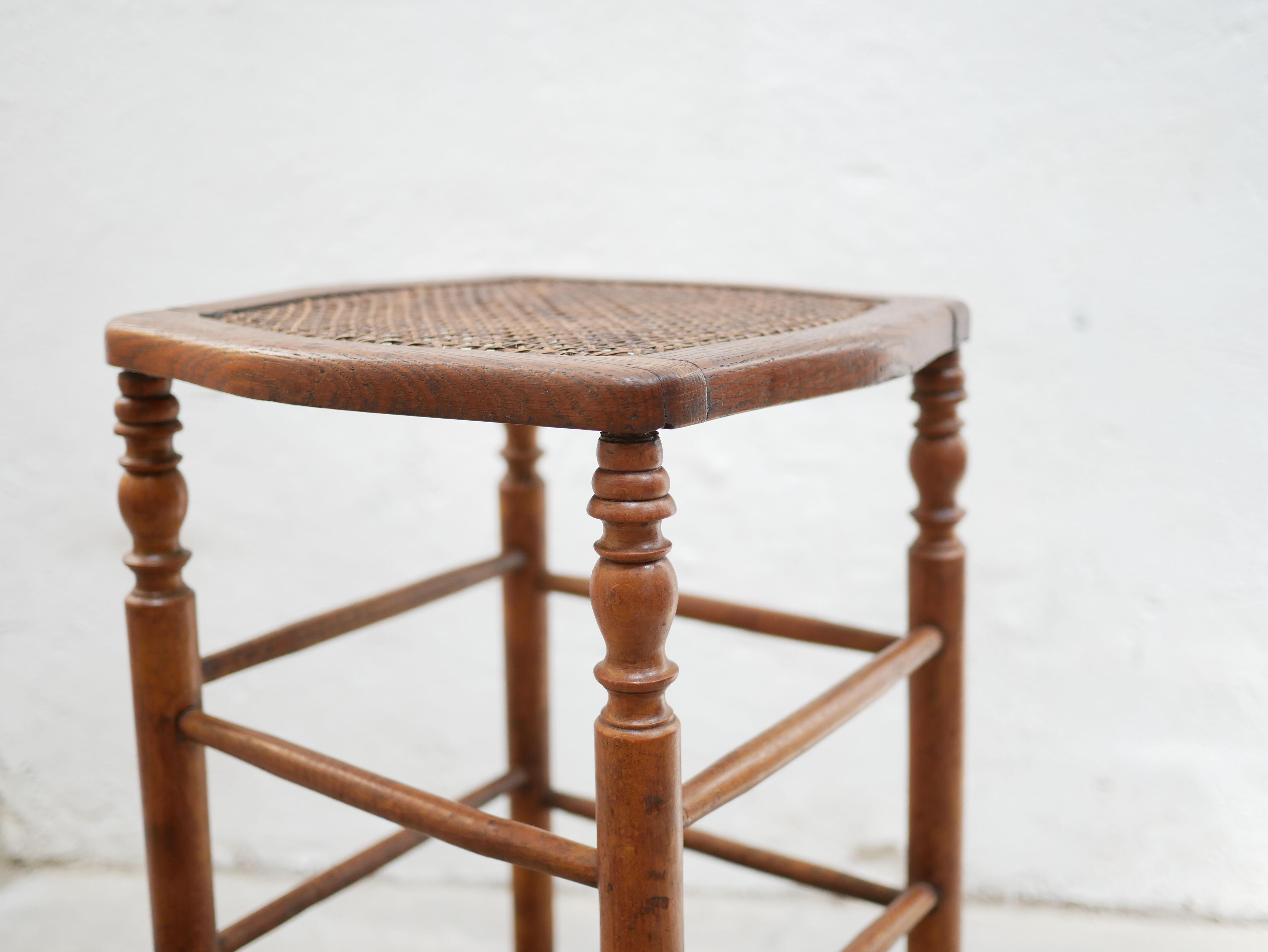 Vintage wooden bar stool and cannage