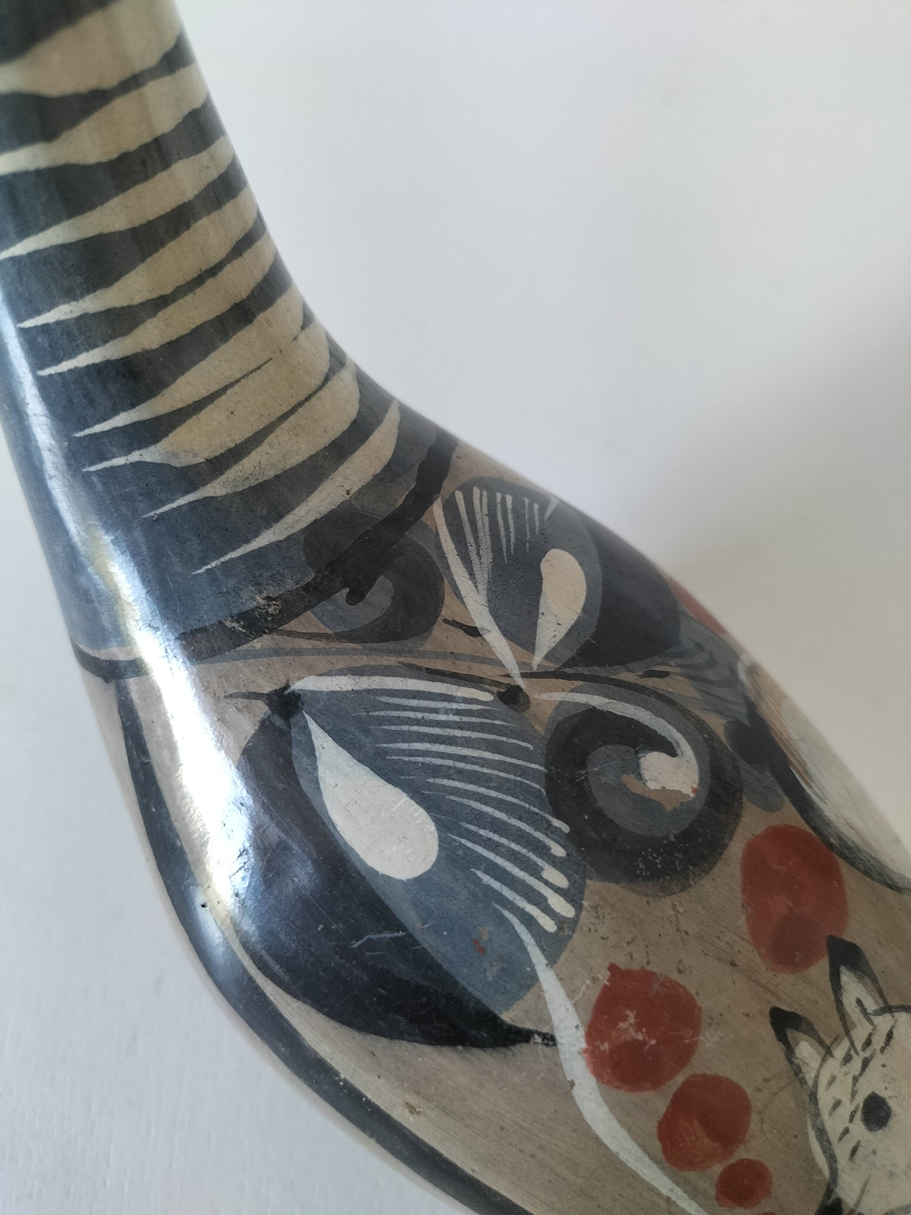 Ceramic dove from Mexico – Decorated with nahual cat