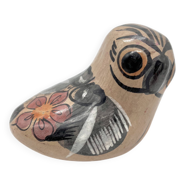 Chouette céramique vintage Mexique oiseau peint à la main