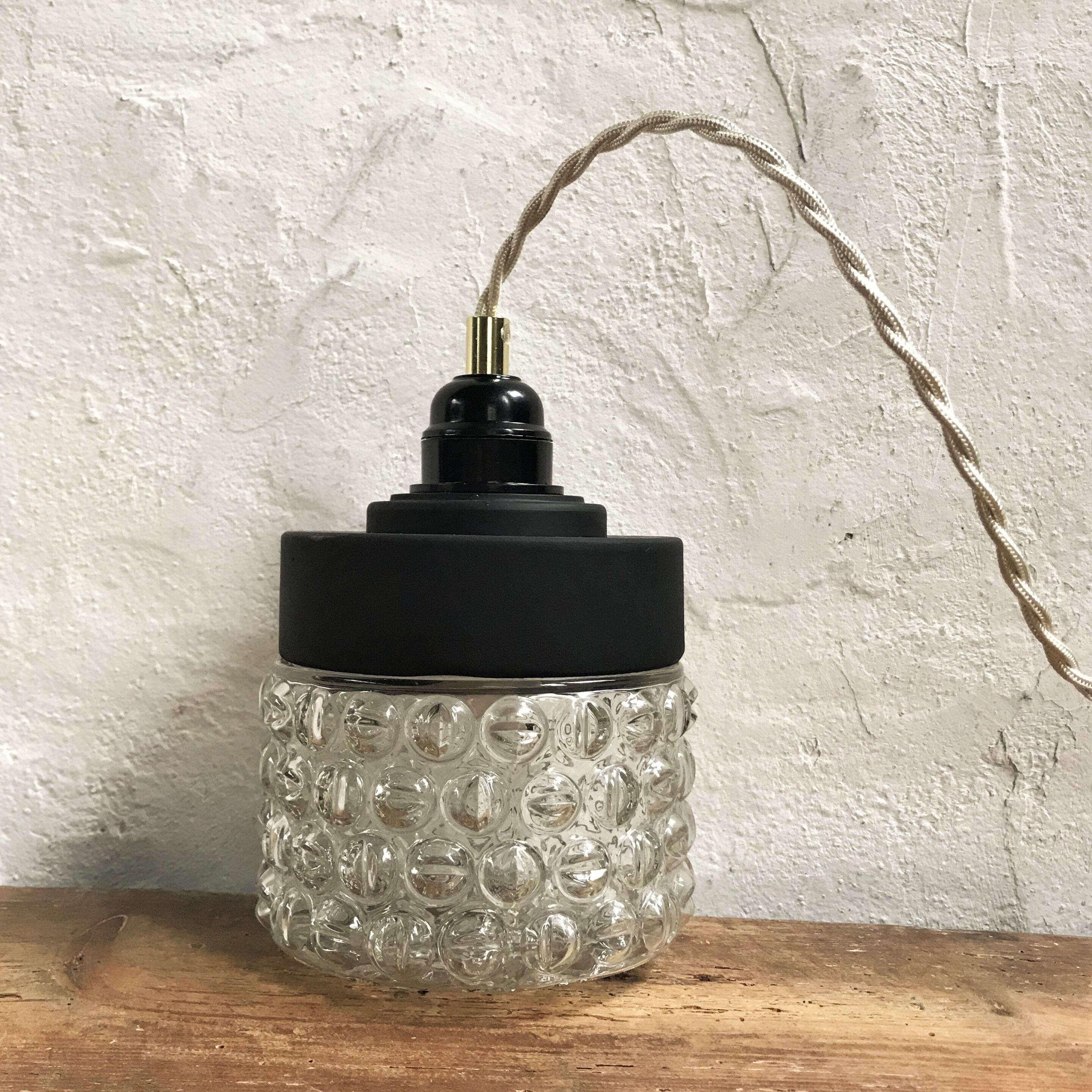 Vintage glass hand lamp