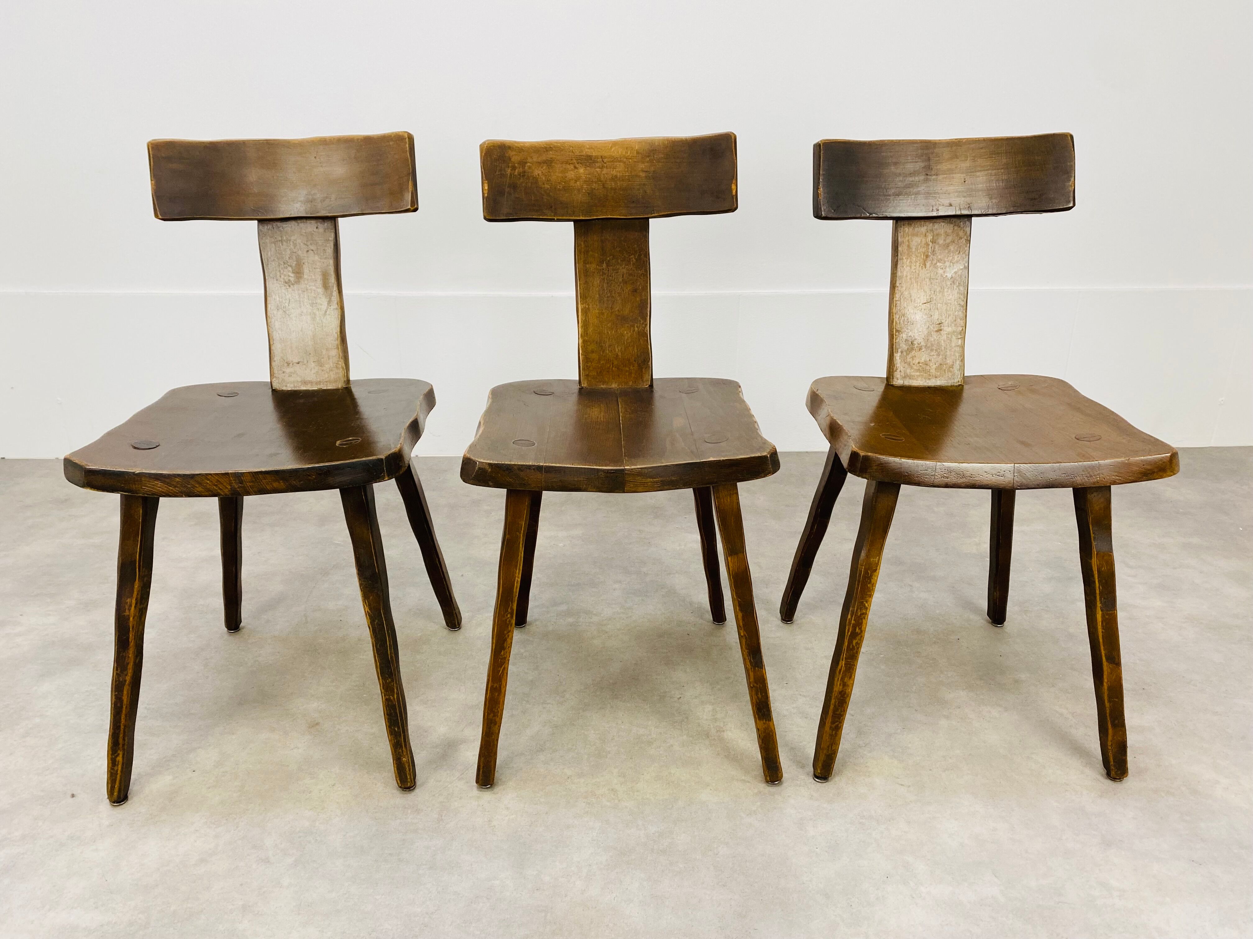 3 T chairs brutalists solid wood