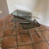 Set of 3 vintage nesting tables. 1970.