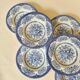 Set of six English deep plates, made of ironstone ceramic, floral patterns.