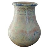 Grand vase balustre ancien en terre cuite à glaçure rose