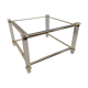 Table basse laiton, verre biseauté et altuglas